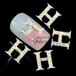 Decoratiuni 3D Metalice 221 Argintii cu Strasuri litera H 